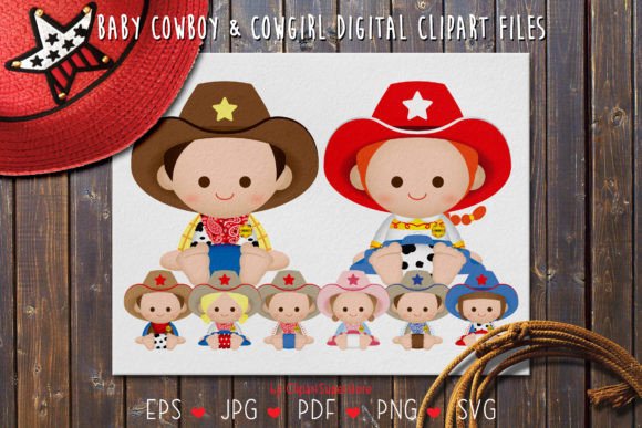 Baby Cowboy Cowgirl SVG PNG Clipart Review for Embroidery Projects