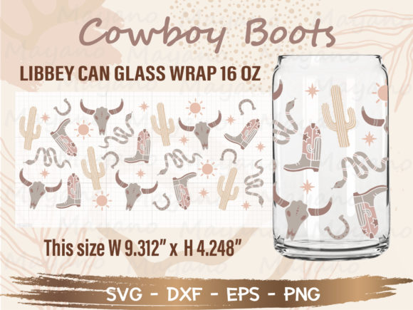Cowboy Boots 16Oz Libbey Can Glass Wrap Design Review