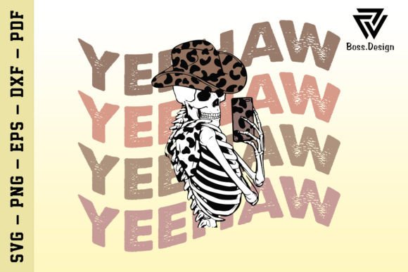 Yeehaw SVG Cowboy Skeleton for Real Embroidery Projects